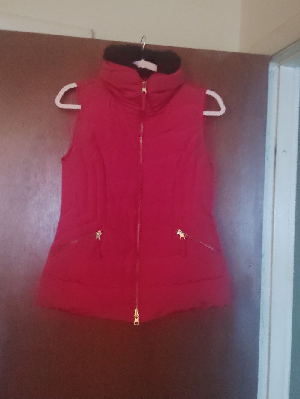 TALBOTS Faux Fur Trim Down Vest - XS - Picture 5 of 10